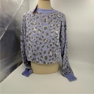 NET.153 Purple and Gray Animal Print Sweater